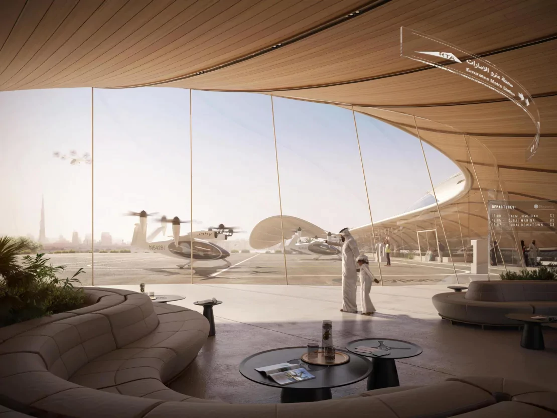 The cutting-edge interiors of Dubai's air taxi terminals | Photo: Foster+Partners